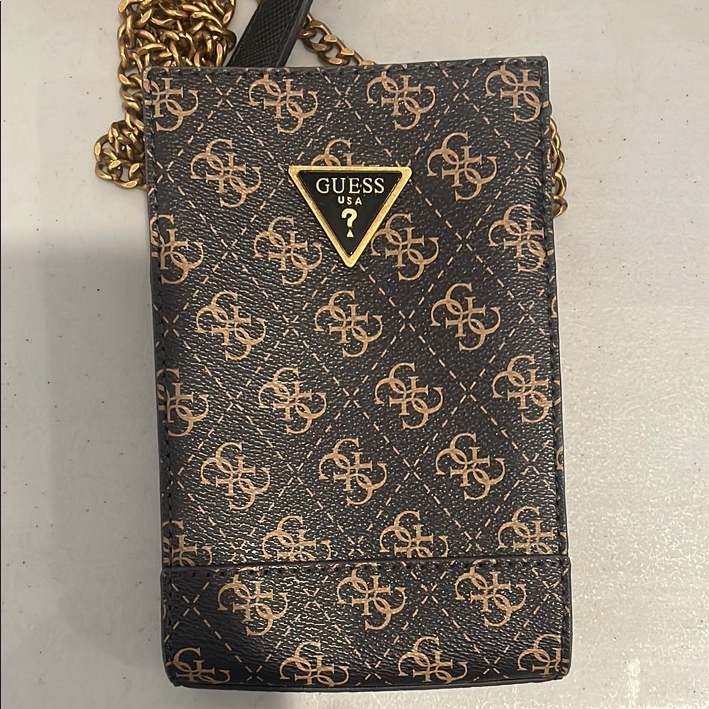 Guess Black and Gold Wallet with Signature Logo